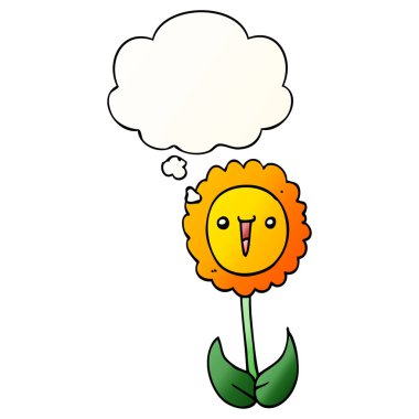 çizgi film çiçek ve pürüzsüz degrade tarzında düşünce balonu