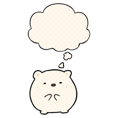 çizgi roman tarzında karikatür kutup ayısı ve düşünce balonu