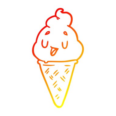 sıcak degrade çizgi sevimli dondurma çizim