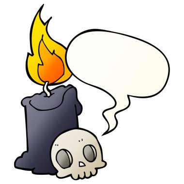 çizgi film kafatası ve mum ve konuşma balonu pürüzsüz degrade st