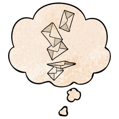 karikatür harfleri ve grunge doku desen sty düşünce balonu