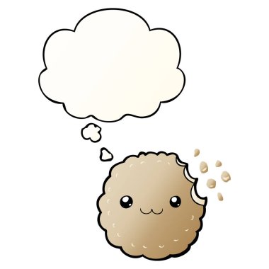 karikatür bisküvi ve pürüzsüz degrade tarzında düşünce balonu