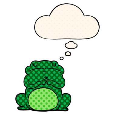 çizgi film kibirli kurbağa ve çizgi roman tarzında düşünce balonu