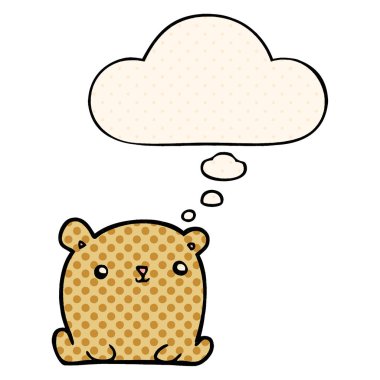 sevimli karikatür ayı ve çizgi roman tarzında kabarcık düşünce