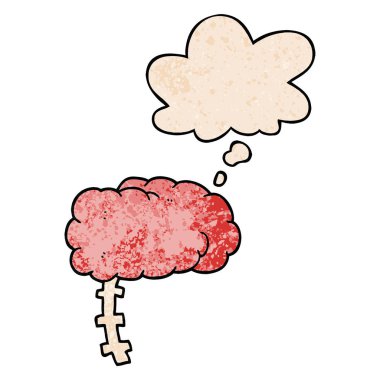 grunge doku desen tarzı karikatür beyin ve düşünce balonu