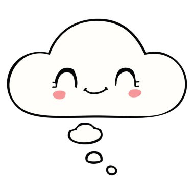 sevimli karikatür yüz ve düşünce balonu