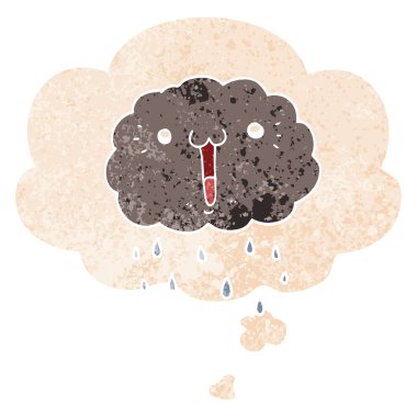 retro dokulu tarzda karikatür bulut ve düşünce balonu