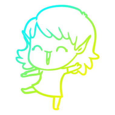 soğuk degrade çizgi çizim karikatür elf kız