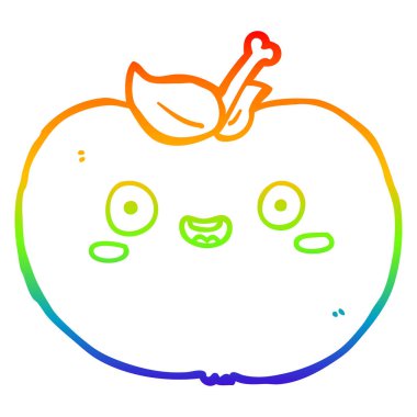 gökkuşağı degrade çizgi çizim karikatür elma