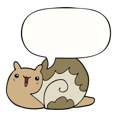 sevimli karikatür salyangoz ve konuşma balonu