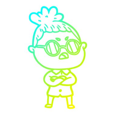 soğuk degrade çizgi çizim karikatür kadın rahatsız