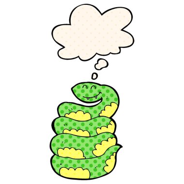 karikatür yılan ve çizgi roman tarzında düşünce kabarcık