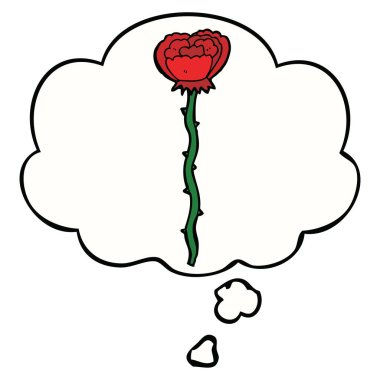 karikatür çiçek ve düşünce balonu