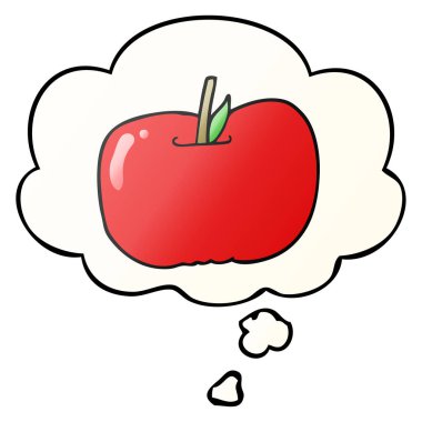 karikatür elma ve pürüzsüz degrade tarzında düşünce balonu