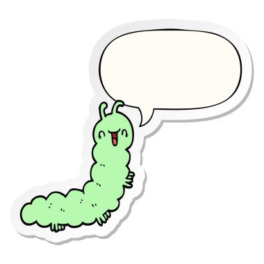 karikatür tırtıl ve konuşma kabarcık etiket