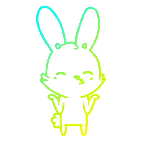 Koude gradiënt lijntekening Curious Bunny cartoon — Stockvector