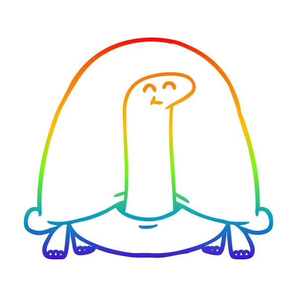 Regenbogen-Gradientenlinie Zeichnung Cartoon-Schildkröte — Stockvektor