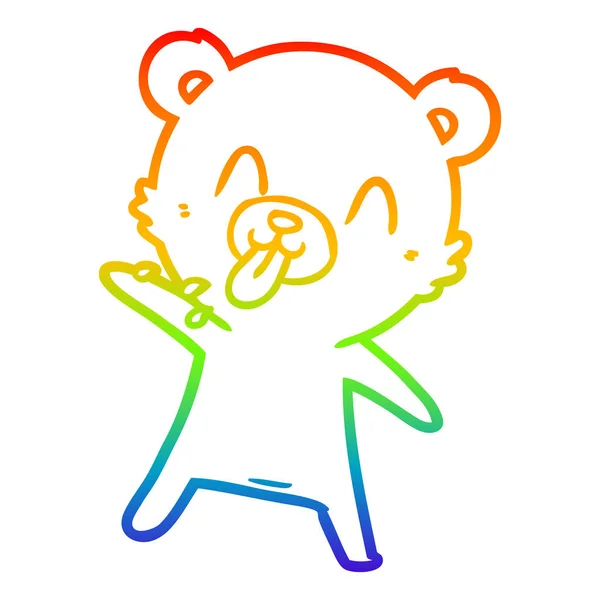 Rainbow gradient ligne dessin grossier dessin animé ours polaire collant o — Image vectorielle