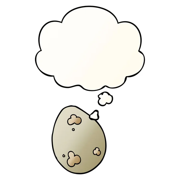 Uovo del fumetto e bolla di pensiero in stile sfumato liscio — Vettoriale Stock
