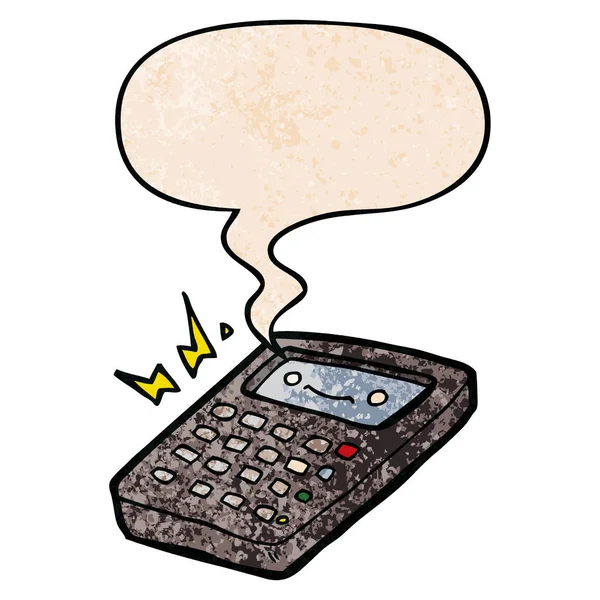 Karikatúra számológép és beszéd buborék retro textúra stílusban — Stock Vector