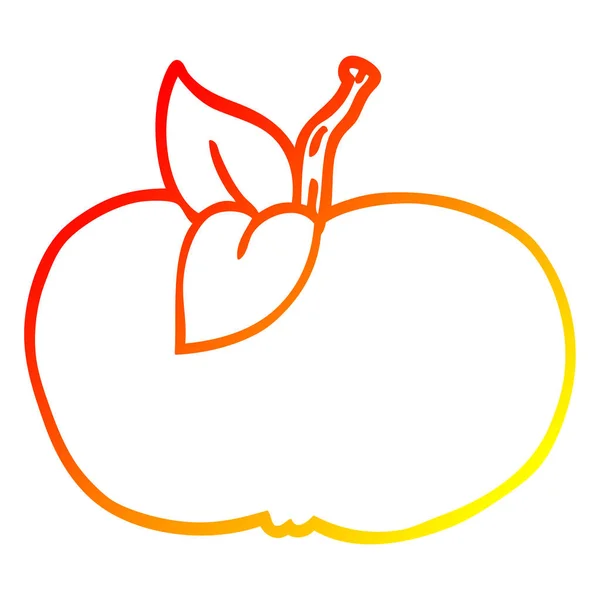 Ciepły gradient linia kreskówka jabłko soczysty rysunek — Wektor stockowy