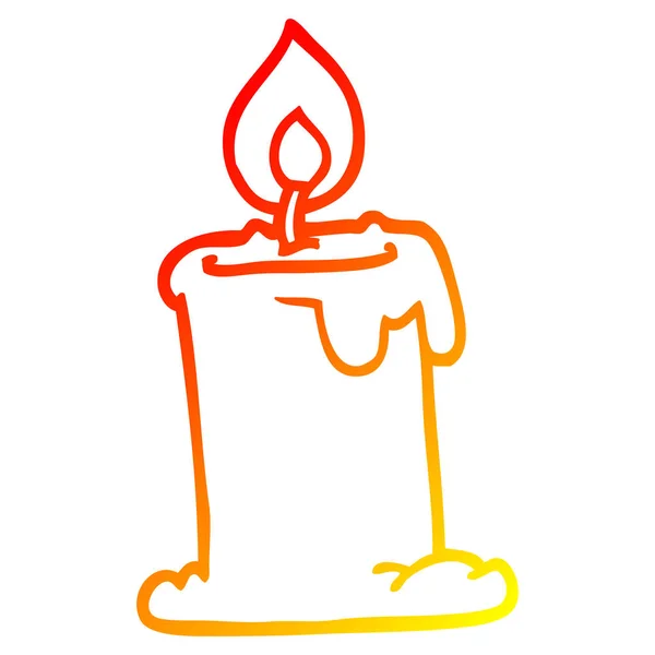 Línea de gradiente caliente dibujo vela de dibujos animados quema — Vector de stock