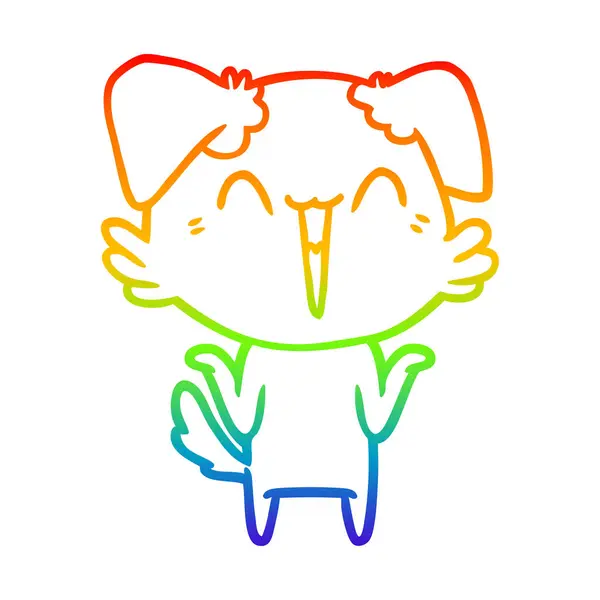 Arco iris gradiente línea dibujo feliz poco perro dibujos animados — Archivo Imágenes Vectoriales