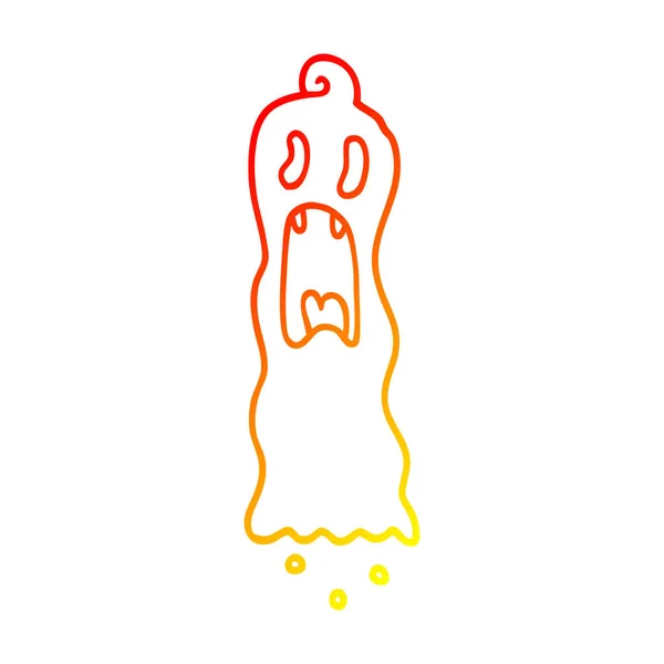 Warme kleurovergang lijntekening cartoon Spooky Ghost — Stockvector