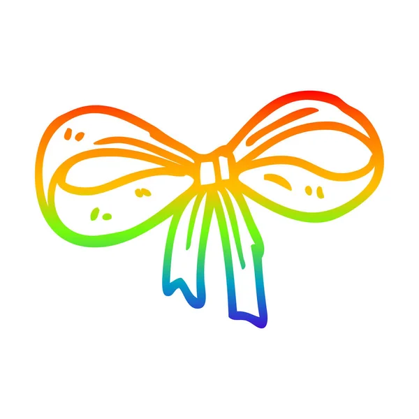 Rainbow gradient ligne dessin dessin animé attaché arc — Image vectorielle