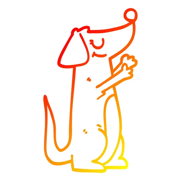 Linha gradiente quente desenho desenho do cão dos desenhos animados — Vetor de Stock