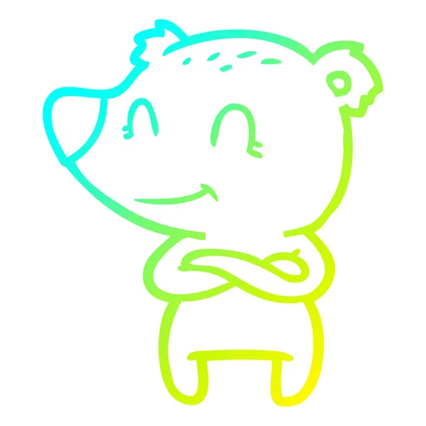 Linea gradiente freddo disegno amichevole orso cartone animato — Vettoriale Stock