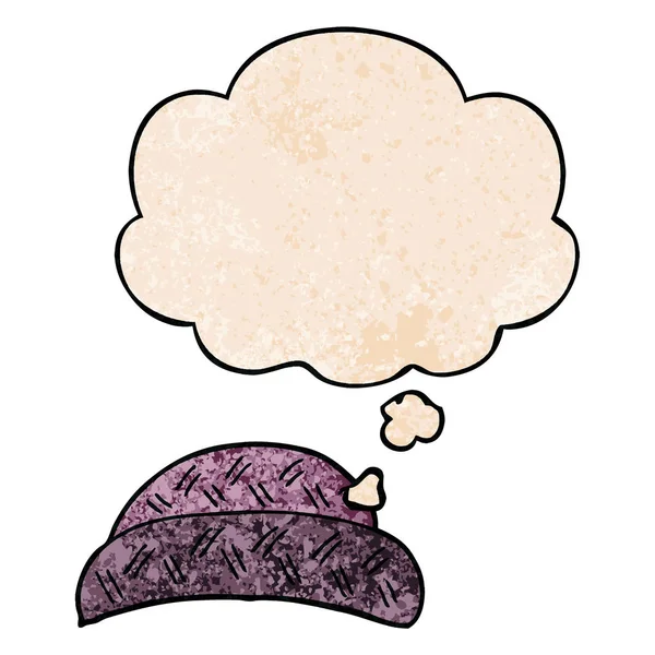 Мультяшная шляпа и мыльный пузырь в стиле гранж текстуры — стоковый вектор