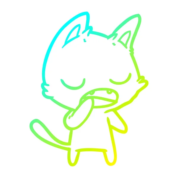 Studený gradient čára kreslení Mluvící kočka kreslená — Stockový vektor