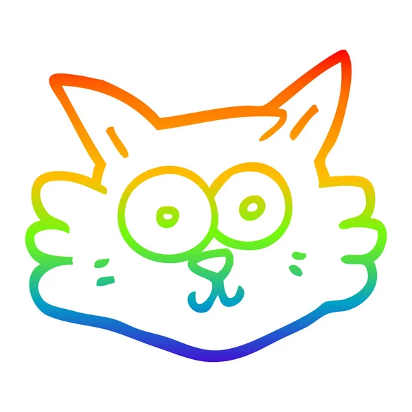 Regenbogen Gradienten Linie Zeichnung Cartoon Katzengesicht — Stockvektor