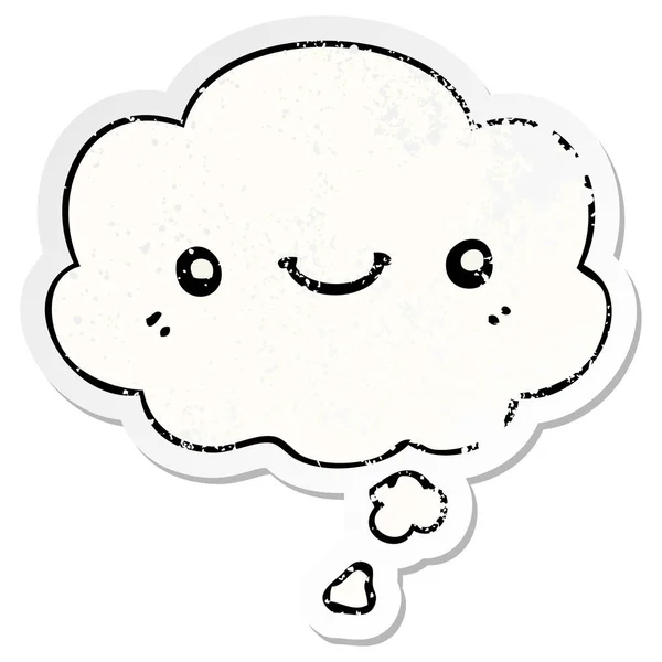 Cartoon schattig gelukkig gezicht en gedachte Bubble als een verdrietig versleten — Stockvector