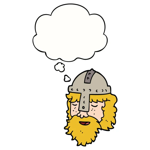 Kreslená vikingová tvář a myšlenková bublina — Stockový vektor