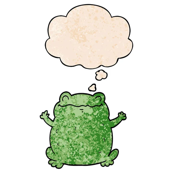 Cartoon Toad en dacht bubble in grunge textuur patroon stijl — Stockvector