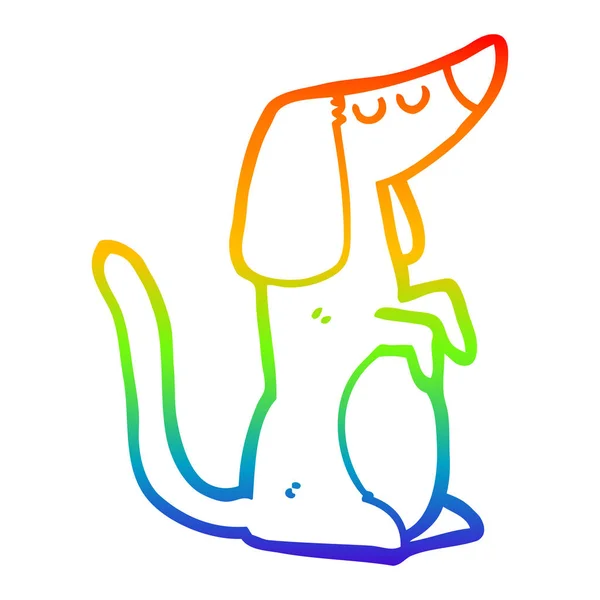 Arco iris gradiente línea dibujo dibujos animados perro — Archivo Imágenes Vectoriales