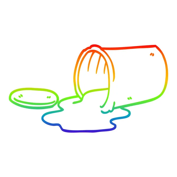 Línea de gradiente arco iris dibujo de dibujos animados de alimentos derramados — Vector de stock