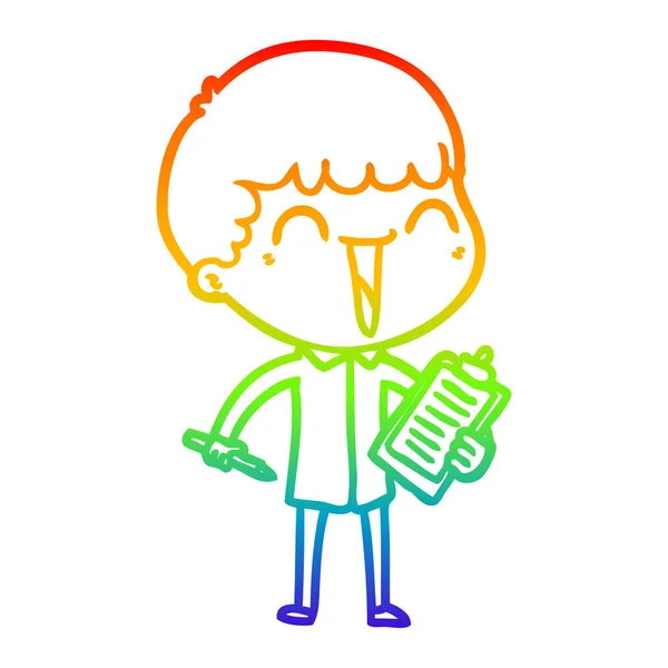 Arco-íris linha gradiente desenho cartoon homem feliz —  Vetores de Stock