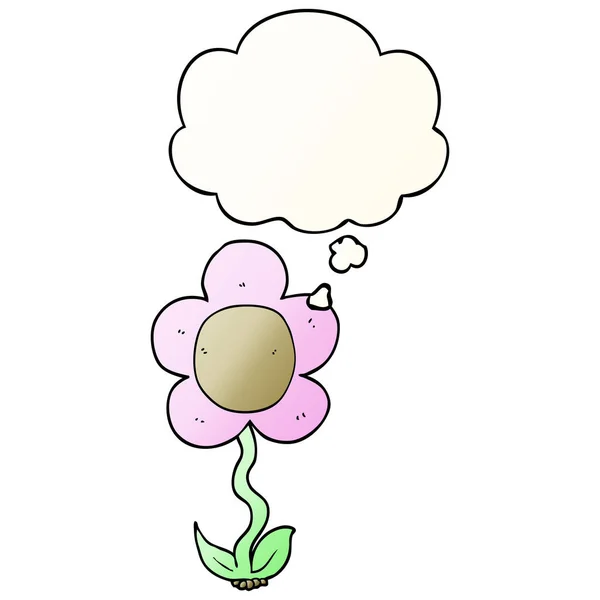 Cartoon flower and thought bubble in smooth gradient style — Stock Vector