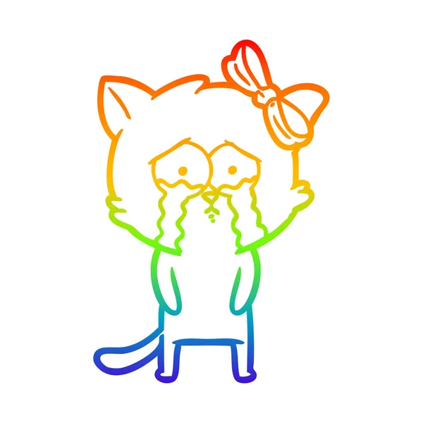 彩虹渐变线绘制卡通猫 — 图库矢量图片