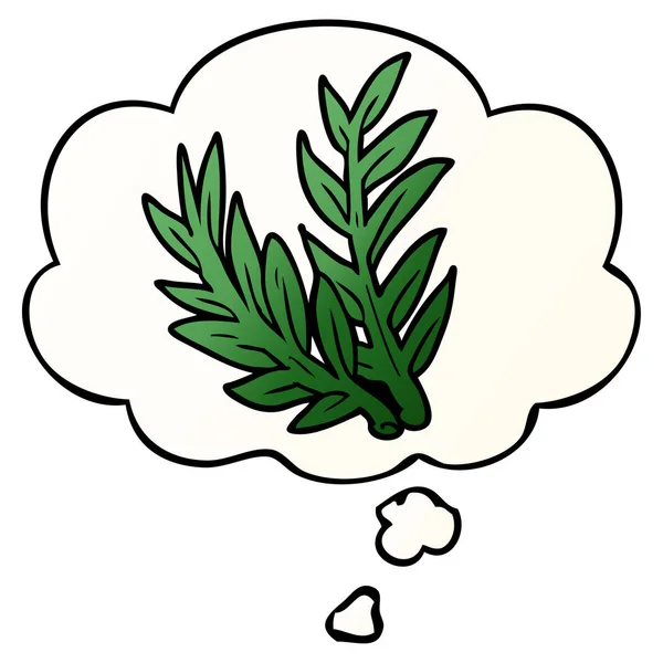 çizgi film bitki ve pürüzsüz degrade tarzında düşünce balonu