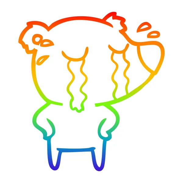 Rainbow gradient ligne dessin dessin animé pleurer ours polaire — Image vectorielle