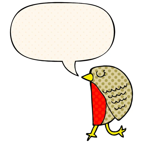 Çizgi roman tarzında karikatür kuş ve konuşma balonu — Stok Vektör