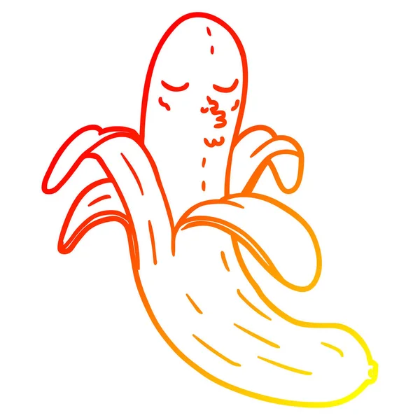 Linha gradiente quente desenho dos desenhos animados melhor qualidade banana orgânica — Vetor de Stock