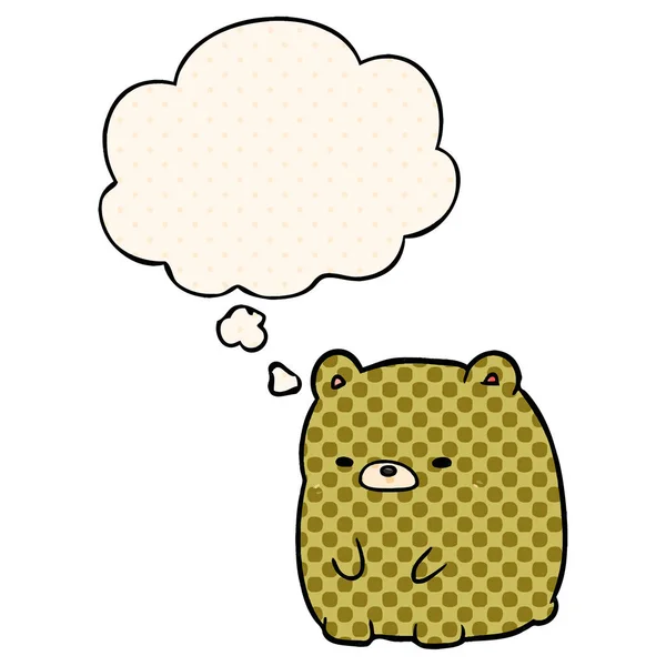 Dessin animé triste ours et bulle de pensée dans le style de bande dessinée — Image vectorielle