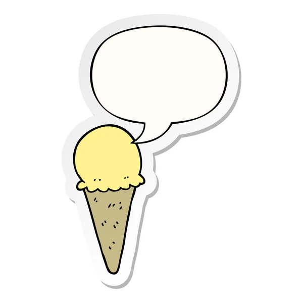 Kreslená nálepka zmrzliny a řeči — Stockový vektor