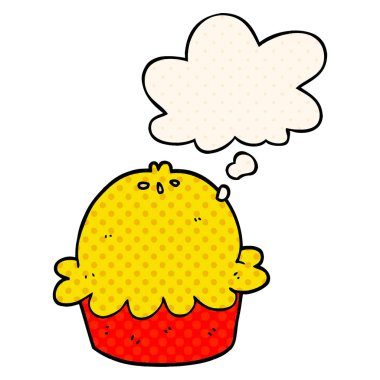 çizgi roman tarzında karikatür pasta ve düşünce balonu