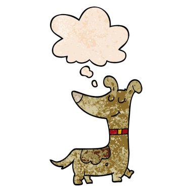 karikatür köpek ve grunge doku desen tarzında düşünce balonu